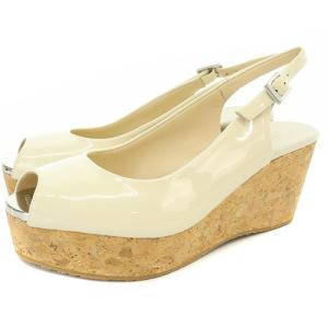 エナメル サンダル ストラップ ウェッジソール 35 22cm オフホワイト /SR6 PN