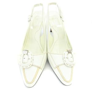 TOD'S バックストラップ パンプス レザー 36 23cm 白 ホワイト /SR10 PN