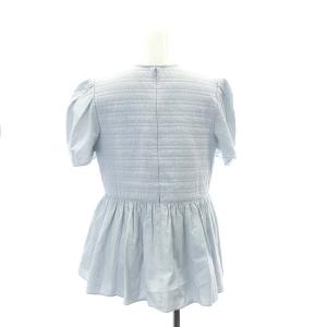 BORDERS at BALCONY リゾートフレアトップス カットソー 半袖 プルオーバー バックファスナー コットン 38 M 青 ブルー