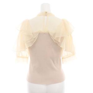 Lily Brown LilyBrown 23SS オーガンジードッキングニットトップス カットソー フリル 半袖 F ピンクベージュ /HK OS