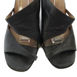 HERMES レザーヒールサンダル ミュール ハイヒール 39 24.5cm 黒 ブラック /SR19 SH PN