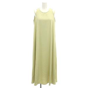 肩ストラップAラインワンピース マキシ ロング ノースリーブ 36 S 黄緑 ライトグリーン 24415231