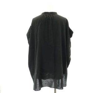 SLOBE IENA 23SS レーヨンボイル バンドカラーブラウス フレンチスリーブ 黒 ブラック /HK OS SH PN