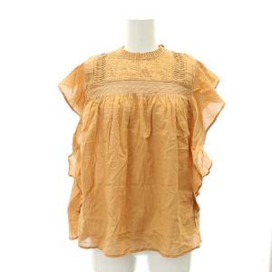24AW コットンノースリフリルブラウス ノースリーブ クルーネック レース F オレンジ /AT OS