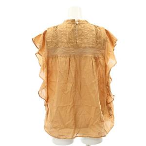 UNGRID 24AW コットンノースリフリルブラウス ノースリーブ クルーネック レース F オレンジ /AT OS