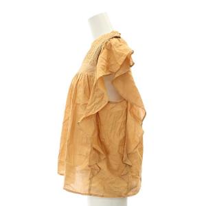 UNGRID 24AW コットンノースリフリルブラウス ノースリーブ クルーネック レース F オレンジ /AT OS