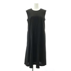 Aラインワンピース ロング ミモレ丈 ノースリーブ 36 黒 ブラック /MI OS PN