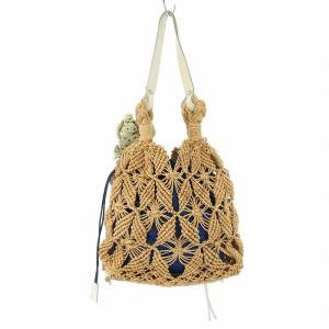 GINZA Kanematsu かごバッグ ハンドバッグ ショルダーバッグ フラワー ベージュ /TK PN