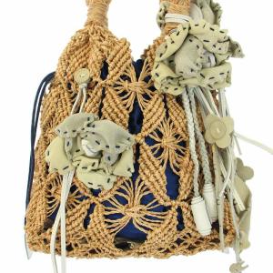 GINZA Kanematsu かごバッグ ハンドバッグ ショルダーバッグ フラワー ベージュ /TK PN