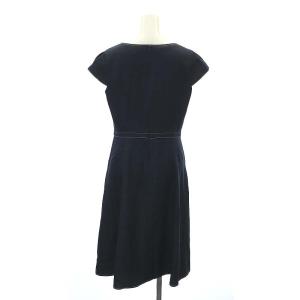 TOCCA 22SS SHAMROCK シャムロック デニム調 ドレス ワンピース ひざ丈 半袖 4 紺 ネイビー