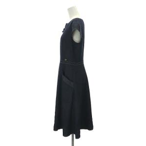 TOCCA 22SS SHAMROCK シャムロック デニム調 ドレス ワンピース ひざ丈 半袖 4 紺 ネイビー