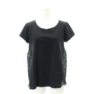 バックレースカットソー 半袖 コットン 38 黒 ブラック /NR OS PN