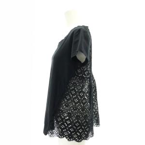 Ermanno Scervino バックレースカットソー 半袖 コットン 38 黒 ブラック /NR OS PN