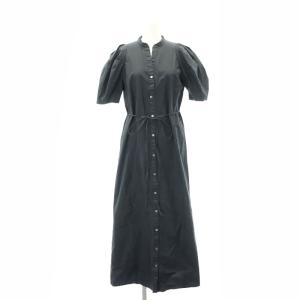 コンシャススリーブシャツワンピース ロング マキシ丈 五分袖 スキッパー F 紺 ネイビー /MI OS
