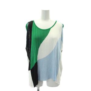 ニット カットソー フレンチスリーブ XS 緑 白 水色 /HK OS PN