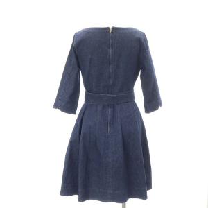 BLUE LABEL CRESTBRIDGE 七分袖 ボートネック ワンピース 36 S インディゴ /SY OS PN