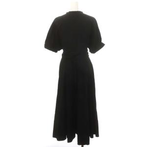 TOMORROWLAND collection コットンタイプライターオープンカラーベルテッドワンピース ロング丈 ミモレ丈 半袖 フロントボタン ベルト付き