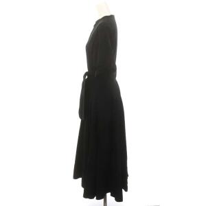 TOMORROWLAND collection コットンタイプライターオープンカラーベルテッドワンピース ロング丈 ミモレ丈 半袖 フロントボタン ベルト付き