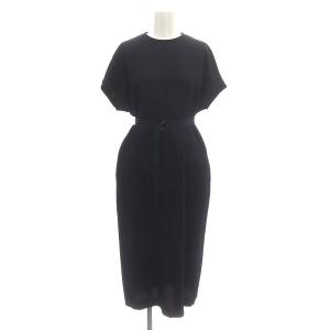 バックジップワンピース ロング フレンチスリーブ 2 紺 ネイビー /HK OS PN