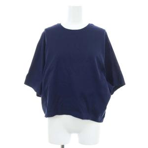 23AW コットン天竺 ニュアンスTシャツ カットソー 五分袖 ドルマンスリーブ 紺 ネイビー /MI