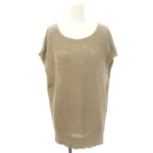 24SS リネン混フレンチスリーブニット セーター プルオーバー ベージュ /SY OS PN