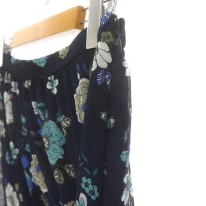GRACE CONTINENTAL 22SS サラサプリントイレヘムスカート フレア ロング 36 紺 ネイビー /DF OS PN