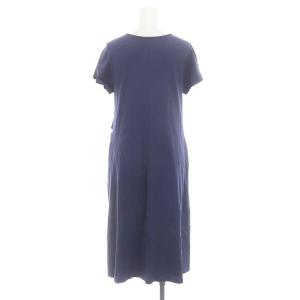 SYBILLA フロントリボン Vネック 半袖 ワンピース ロング M ダスティーブルー /ES OS PN