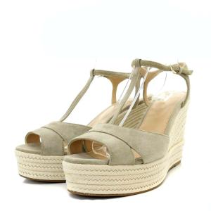 サンダル ウエッジソール Tストラップ スエード 39 26cm ライトグレー /YO7 PN