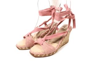 サンダル ヒール レースアップ キャンバス ウェッジソール ピンク 1688 Amelie /nn0520