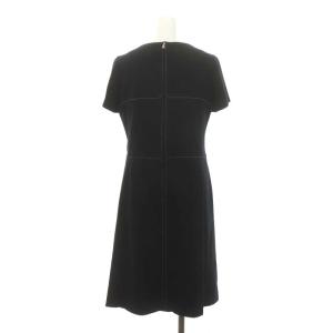courreges 配色ステッチワンピース 膝丈 半袖 38 紺 ネイビー 白 ホワイト /DO OS PN