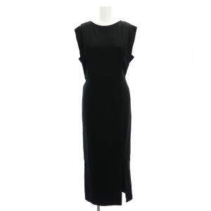 23AW Iラインワンピース ロング ノースリーブ リボン 1 黒 ブラック /DF OS PN