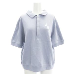 ポロカラースウェット カットソー 半袖 コットン ブルーグレー /NR OS PN