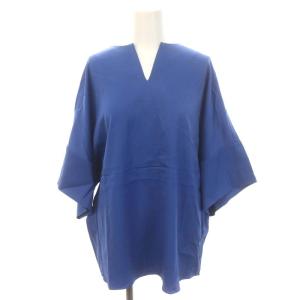 ADORE 22SS バックサーキュラーブラウス 七分袖 ドルマンスリーブ スキッパー プルオーバー 38 青 ブルー