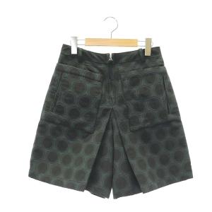 総柄 ショートパンツ キュロット 38 緑 黒 グリーン ブラック /DF OS PN