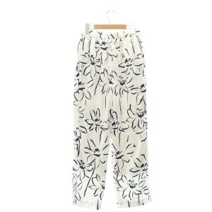 IENA 24SS アートプリントイージーパンツ ワイド 36 白 紺 ホワイト ネイビー /MI OS PN