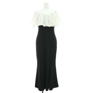 23SS オフショルバルーンケープカットワンピース ロング 半袖 マーメイド 1 黒 白 ブラック ホワイト