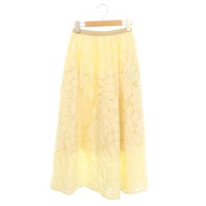 24SS リーフチュールレース ギャザーロングスカート フレア 34 ライトベージュ /NR OS PN