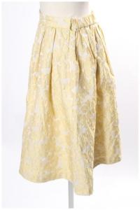 TOCCA 17SS FLOWER WALTZ スカート ひざ丈 フレア 花柄 0 黄 イエロー /sa0516 PN