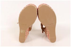 Sergio Rossi サンダル フリンジ ウェッジソール スウェード 38.5 茶 ブラウン /au0520 PN