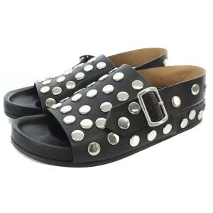 ネイビー スタッズ フラットサンダル ストラップ 36 22.5cm 黒 ブラック /SR15 PN