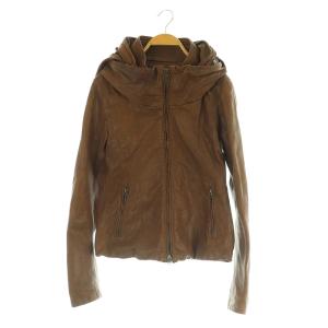 レザージャケット 革ジャン やぎ革 フード F ブラウン /MY OS GY39 AX