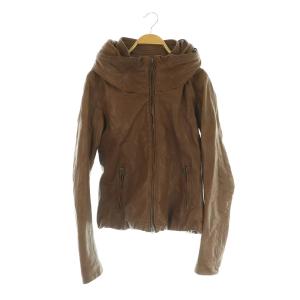 goa レザージャケット 革ジャン やぎ革 フード F ブラウン /MY OS GY39 AX