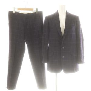 セットアップ チェックテーラードジャケット テーパード ウール 38 紺 /MI OS