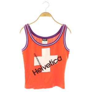 タンクトップ プリント ラメ M オレンジ マルチカラー /ES OS GY39 AX