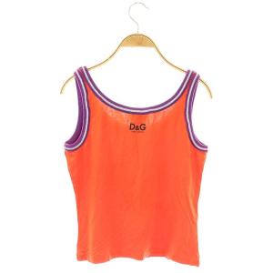 D&G タンクトップ プリント ラメ M オレンジ マルチカラー /ES OS GY39 AX