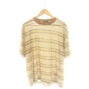 ムッシュ MONSIEUR Tシャツ カットソー リネン 総柄 L ベージュ /MI OS GY39 AX