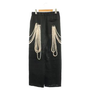 STELLA McCARTNEY シルク ジュエル柄 パンツ ストレート イージー 38 ブラック 640126 /DF OS