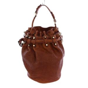 ディエゴ ショルダーバッグ ハンドバッグ 2WAY スタッズ 巾着 レザー 茶 ブラウン /AS OS