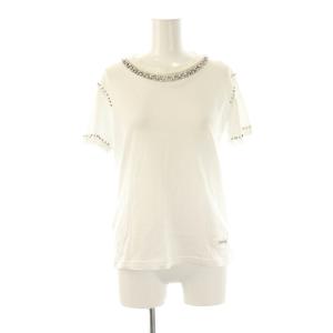 ビジューTシャツ カットソー 半袖 XS ホワイト MJM846 /DF OS