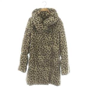 ヒョウ柄 ダウンコート 38 茶 黒 /MI OS GY09